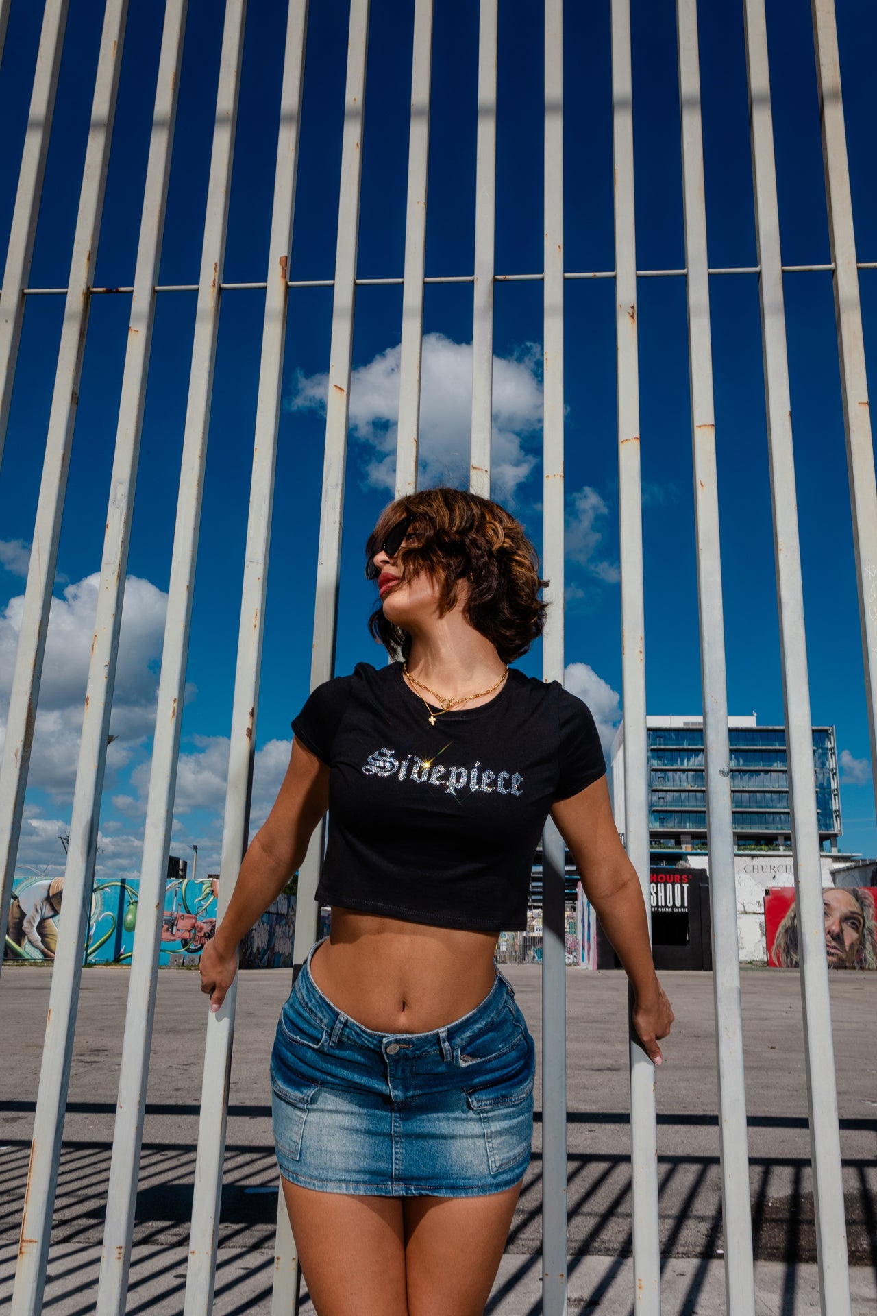 Sidepiece Rhinestone Tee